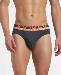 Super Combed Cotton Rib Solid Brief with Ultrasoft Waistband - Charcoal Melange (Pack of 2)