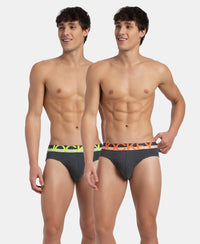 Super Combed Cotton Rib Solid Brief with Ultrasoft Waistband - Charcoal Melange (Pack of 2)