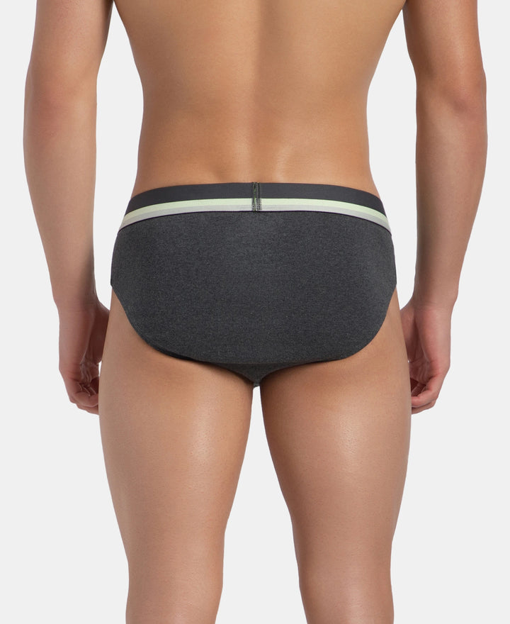 Super Combed Cotton Rib Solid Brief with Ultrasoft Waistband - Charcoal Melange (Pack of 2)