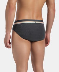Super Combed Cotton Rib Solid Brief with Ultrasoft Waistband - Charcoal Melange (Pack of 2)