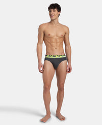 Super Combed Cotton Rib Solid Brief with Ultrasoft Waistband - Charcoal Melange (Pack of 2)