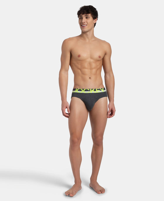 Super Combed Cotton Rib Solid Brief with Ultrasoft Waistband - Charcoal Melange (Pack of 2)