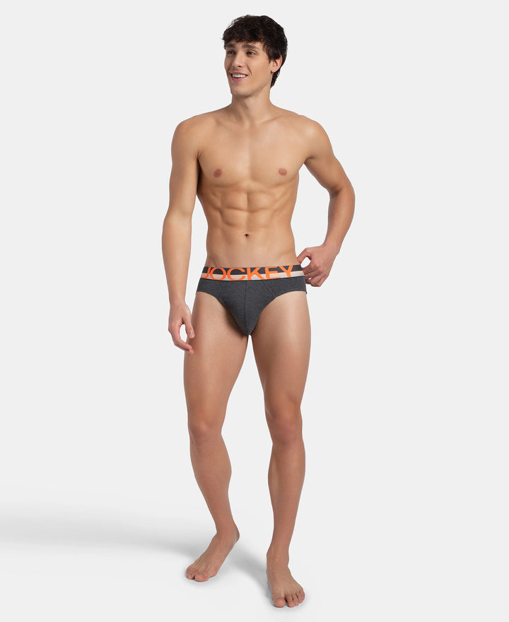 Super Combed Cotton Rib Solid Brief with Ultrasoft Waistband - Charcoal Melange (Pack of 2)