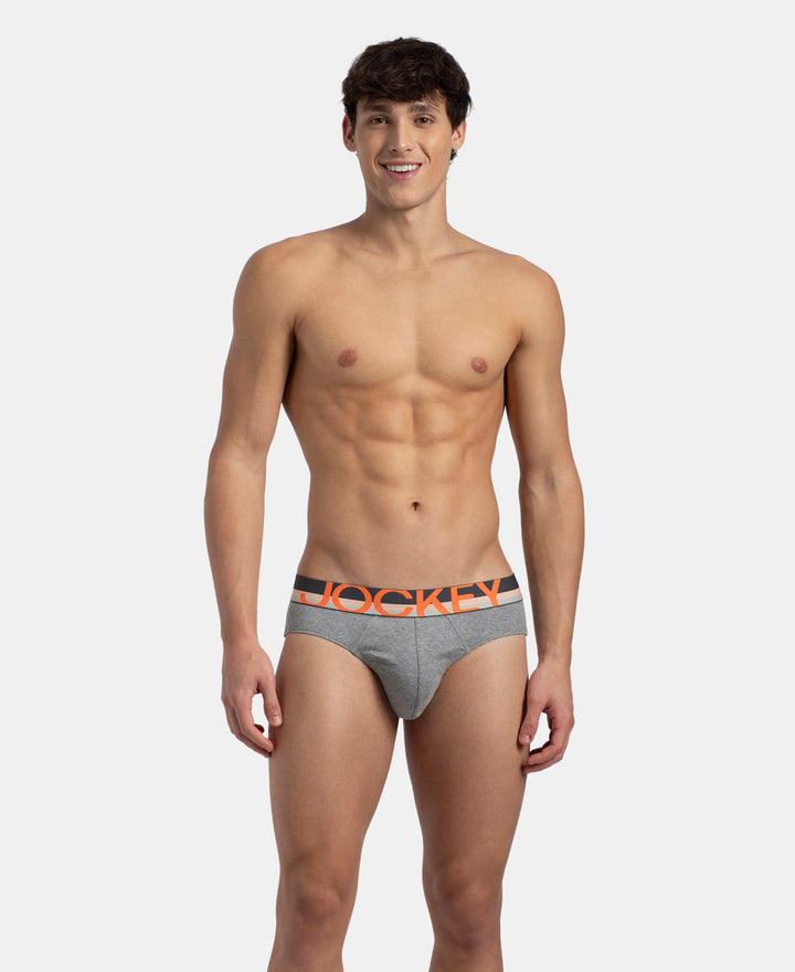 Super Combed Cotton Rib Solid Brief with Ultrasoft Waistband - Grey (Pack of 2)