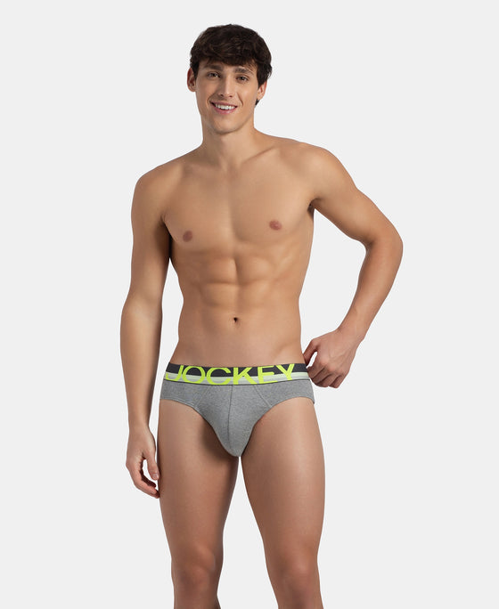 Super Combed Cotton Rib Solid Brief with Ultrasoft Waistband - Grey (Pack of 2)