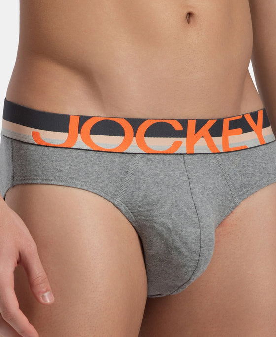 Super Combed Cotton Rib Solid Brief with Ultrasoft Waistband - Grey (Pack of 2)