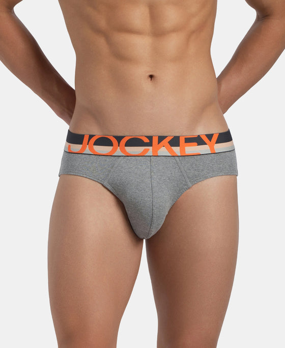Super Combed Cotton Rib Solid Brief with Ultrasoft Waistband - Grey (Pack of 2)