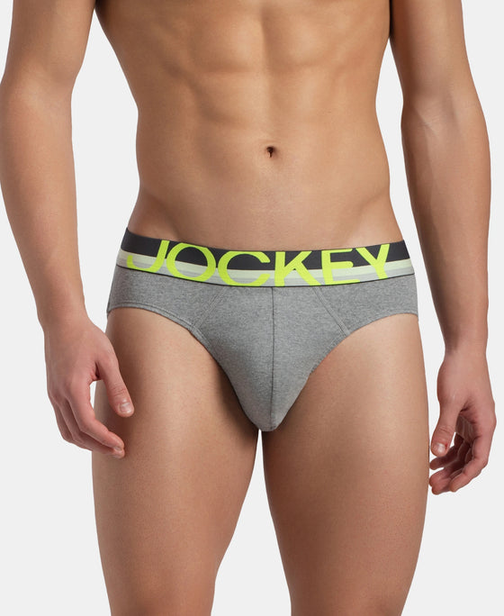Super Combed Cotton Rib Solid Brief with Ultrasoft Waistband - Grey (Pack of 2)