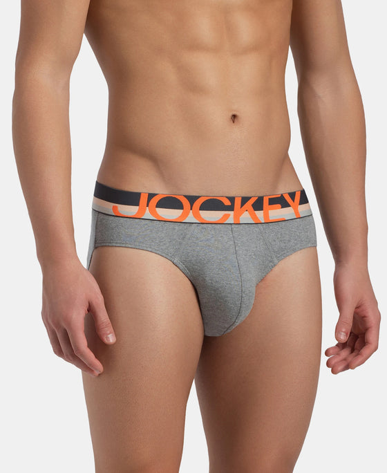 Super Combed Cotton Rib Solid Brief with Ultrasoft Waistband - Grey (Pack of 2)
