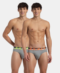 Super Combed Cotton Rib Solid Brief with Ultrasoft Waistband - Grey (Pack of 2)