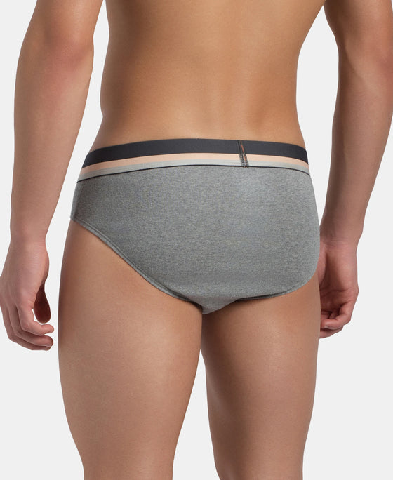 Super Combed Cotton Rib Solid Brief with Ultrasoft Waistband - Grey (Pack of 2)