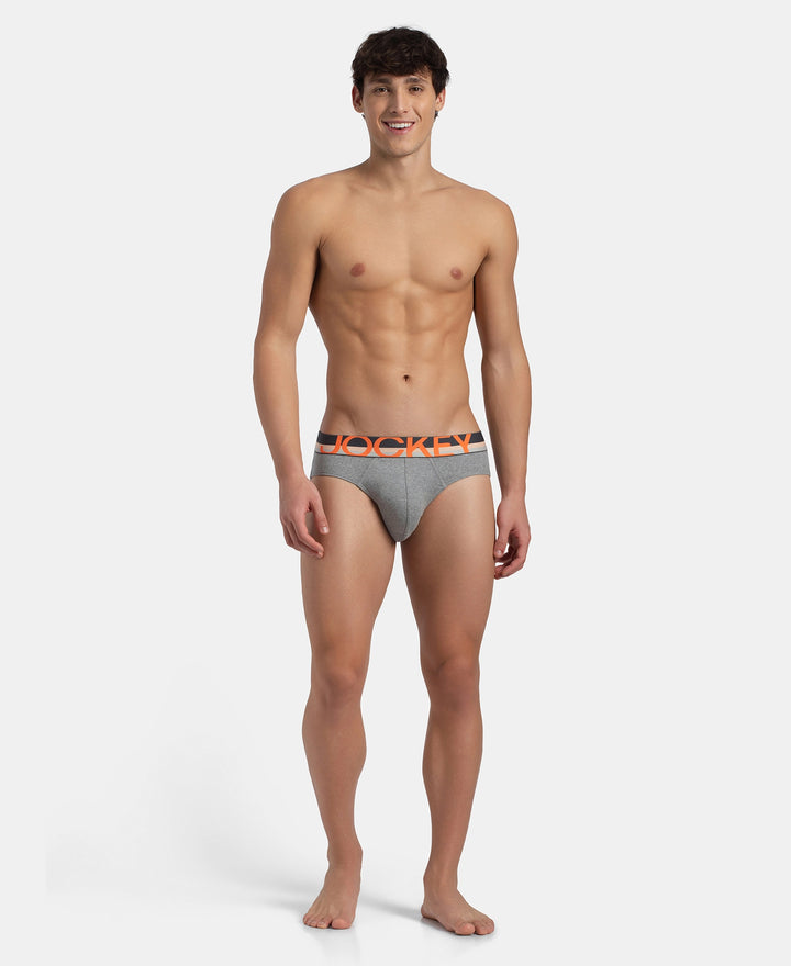 Super Combed Cotton Rib Solid Brief with Ultrasoft Waistband - Grey (Pack of 2)