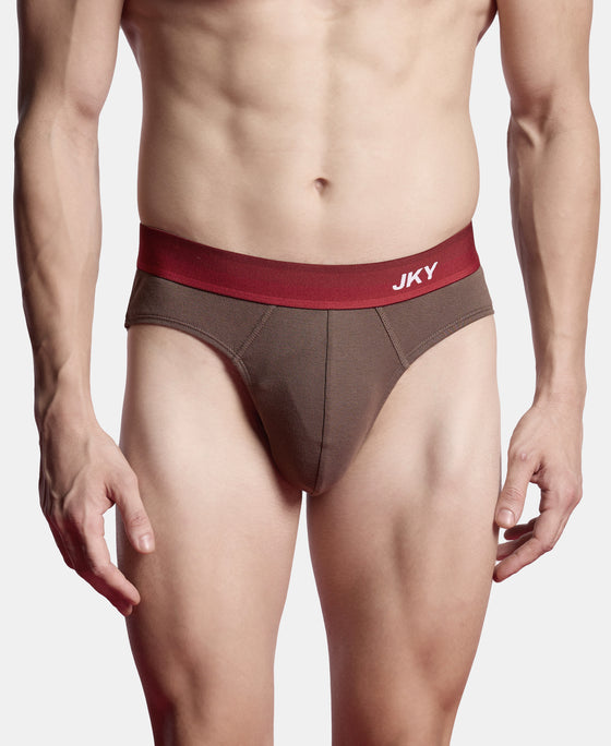 Super Combed Cotton Rib Solid Brief with Ultrasoft Waistband - Major Brown (Pack of 2)