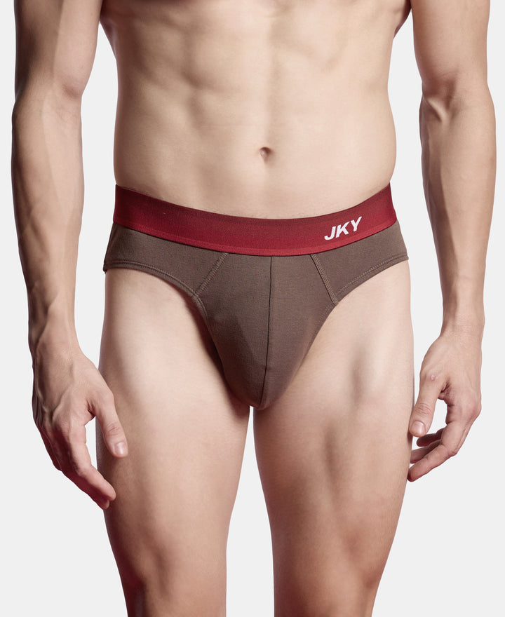 Super Combed Cotton Rib Solid Brief with Ultrasoft Waistband - Major Brown (Pack of 2)