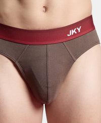Super Combed Cotton Rib Solid Brief with Ultrasoft Waistband - Major Brown (Pack of 2)