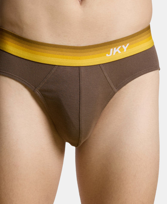 Super Combed Cotton Rib Solid Brief with Ultrasoft Waistband - Major Brown (Pack of 2)
