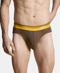 Super Combed Cotton Rib Solid Brief with Ultrasoft Waistband - Major Brown (Pack of 2)