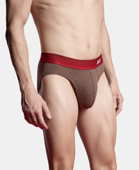 Super Combed Cotton Rib Solid Brief with Ultrasoft Waistband - Major Brown (Pack of 2)