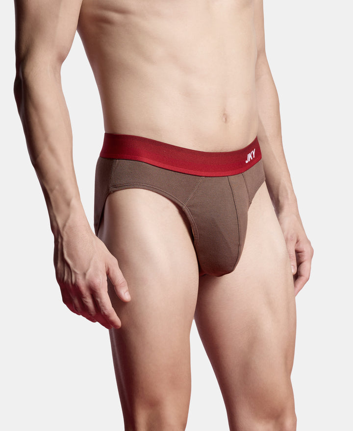 Super Combed Cotton Rib Solid Brief with Ultrasoft Waistband - Major Brown (Pack of 2)