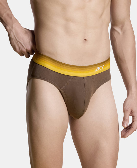 Super Combed Cotton Rib Solid Brief with Ultrasoft Waistband - Major Brown (Pack of 2)