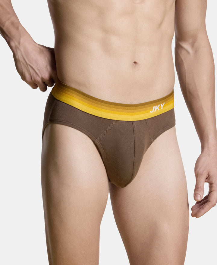 Super Combed Cotton Rib Solid Brief with Ultrasoft Waistband - Major Brown (Pack of 2)