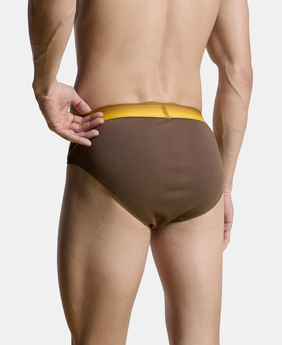 Super Combed Cotton Rib Solid Brief with Ultrasoft Waistband - Major Brown (Pack of 2)