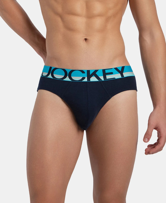 Super Combed Cotton Rib Solid Brief with Ultrasoft Waistband - Navy