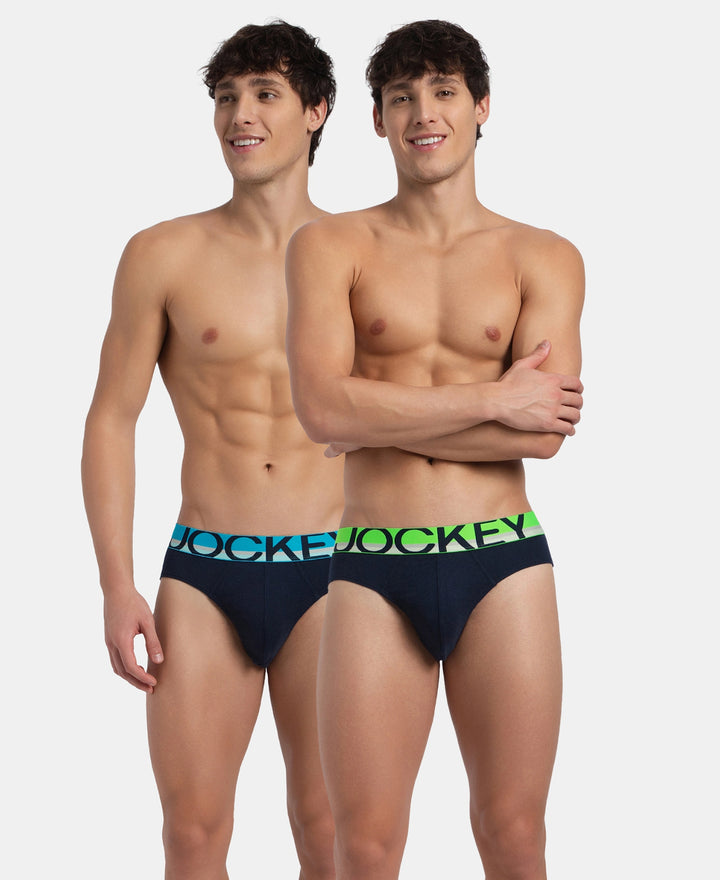 Super Combed Cotton Rib Solid Brief with Ultrasoft Waistband - Navy (Pack of 2)