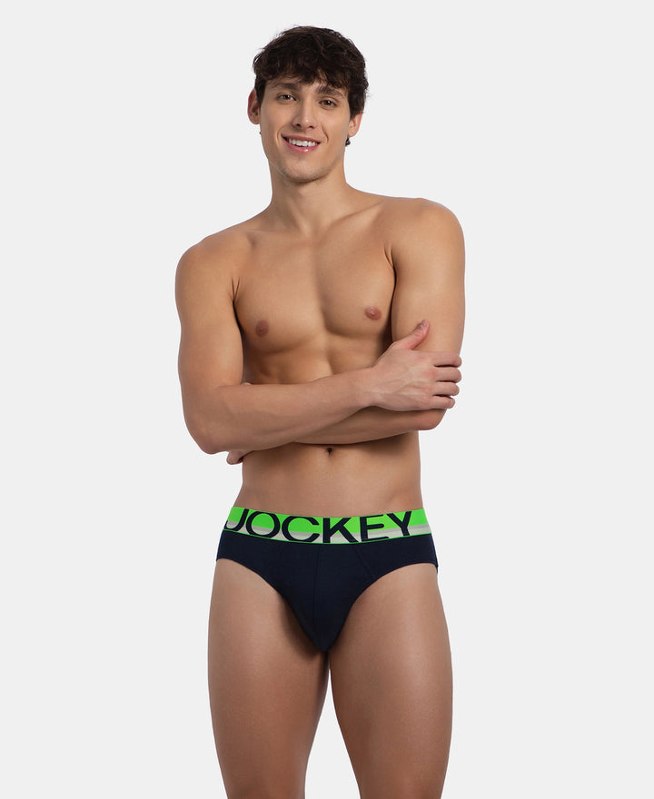 Super Combed Cotton Rib Solid Brief with Ultrasoft Waistband - Navy (Pack of 2)