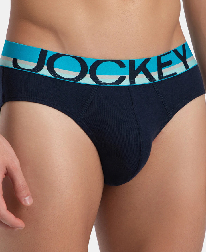 Super Combed Cotton Rib Solid Brief with Ultrasoft Waistband - Navy (Pack of 2)