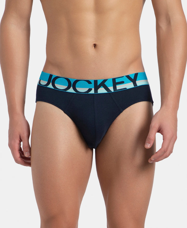 Super Combed Cotton Rib Solid Brief with Ultrasoft Waistband - Navy (Pack of 2)