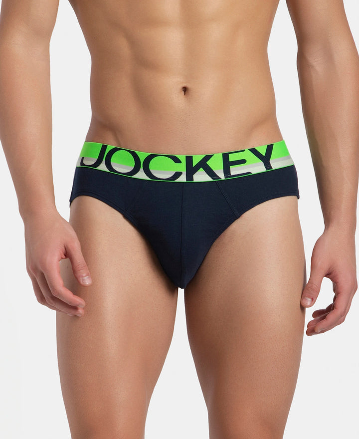 Super Combed Cotton Rib Solid Brief with Ultrasoft Waistband - Navy (Pack of 2)