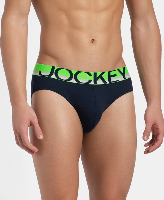 Super Combed Cotton Rib Solid Brief with Ultrasoft Waistband - Navy (Pack of 2)