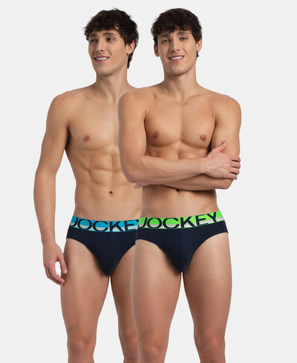 Super Combed Cotton Rib Solid Brief with Ultrasoft Waistband - Navy (Pack of 2)