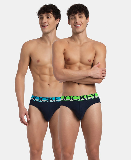 Super Combed Cotton Rib Solid Brief with Ultrasoft Waistband - Navy (Pack of 2)