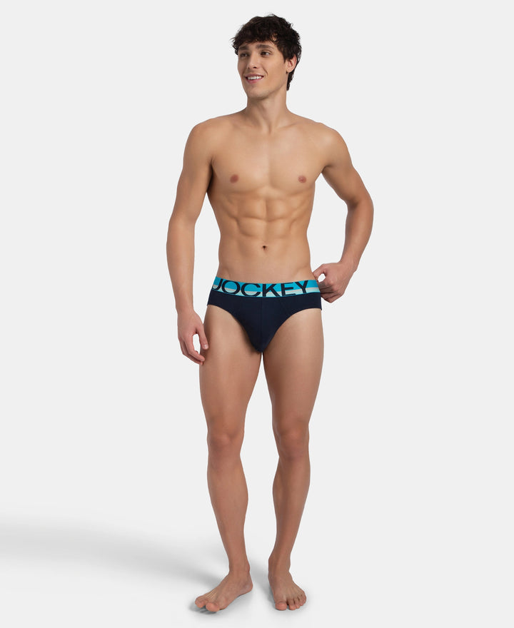 Super Combed Cotton Rib Solid Brief with Ultrasoft Waistband - Navy (Pack of 2)