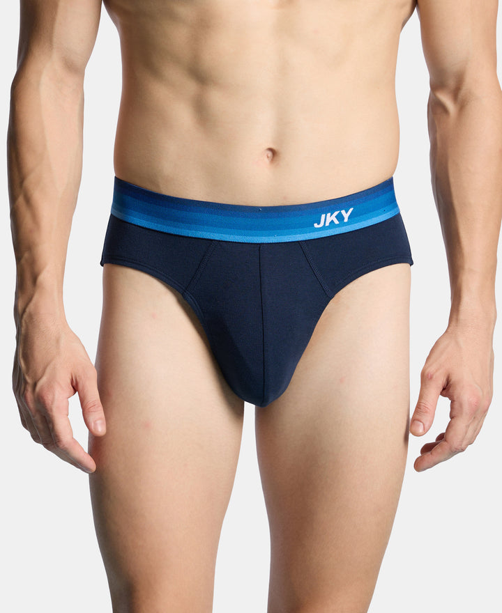 Super Combed Cotton Rib Solid Brief with Ultrasoft Waistband - Navy & Blue