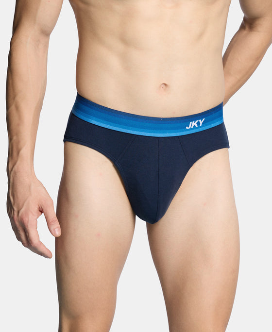 Super Combed Cotton Rib Solid Brief with Ultrasoft Waistband - Navy & Blue