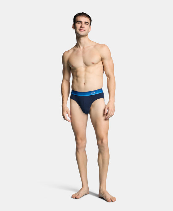 Super Combed Cotton Rib Solid Brief with Ultrasoft Waistband - Navy & Blue