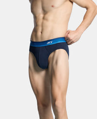 Super Combed Cotton Rib Solid Brief with Ultrasoft Waistband - Navy & Blue