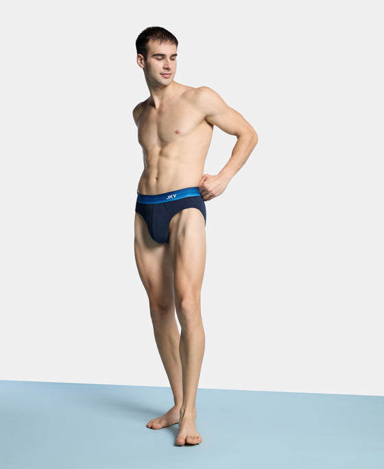 Super Combed Cotton Rib Solid Brief with Ultrasoft Waistband - Navy & Blue