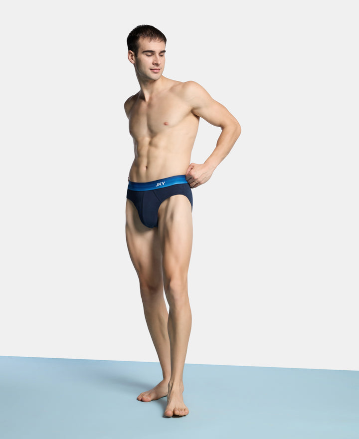 Super Combed Cotton Rib Solid Brief with Ultrasoft Waistband - Navy & Blue