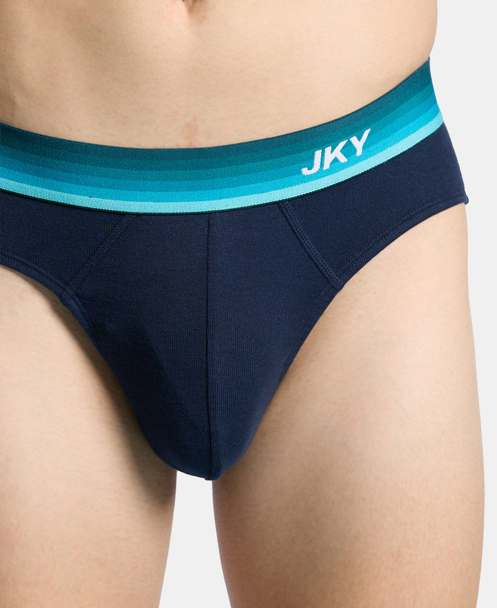 Super Combed Cotton Rib Solid Brief with Ultrasoft Waistband - Navy (Pack of 2)