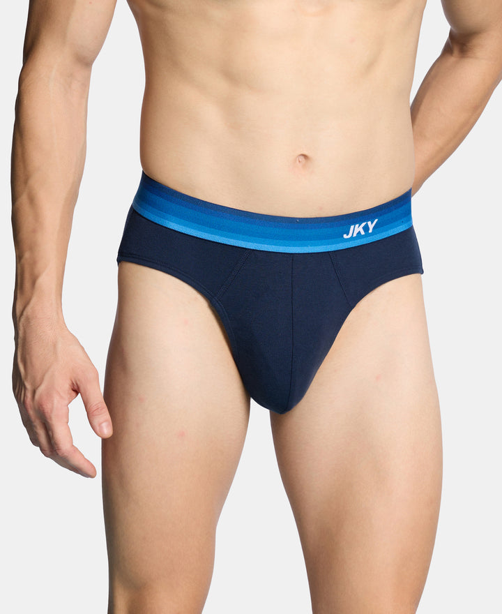 Super Combed Cotton Rib Solid Brief with Ultrasoft Waistband - Navy (Pack of 2)