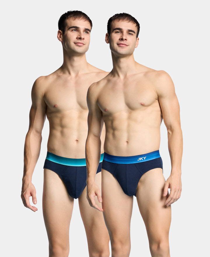 Super Combed Cotton Rib Solid Brief with Ultrasoft Waistband - Navy (Pack of 2)