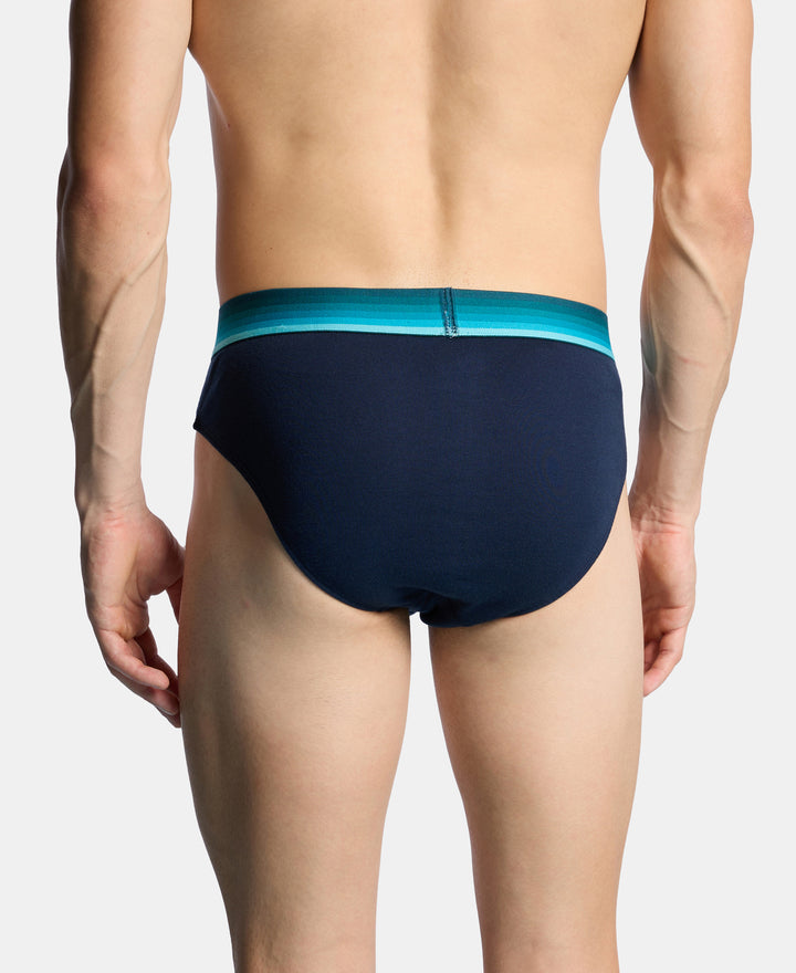 Super Combed Cotton Rib Solid Brief with Ultrasoft Waistband - Navy (Pack of 2)