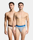 Super Combed Cotton Rib Solid Brief with Ultrasoft Waistband & StayFresh Treatment - Weathervane & Moon Beam (Pack of 2)