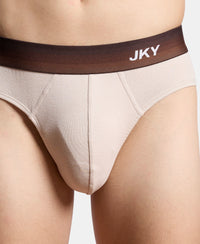 Super Combed Cotton Rib Solid Brief with Ultrasoft Waistband & StayFresh Treatment - Weathervane & Moon Beam (Pack of 2)