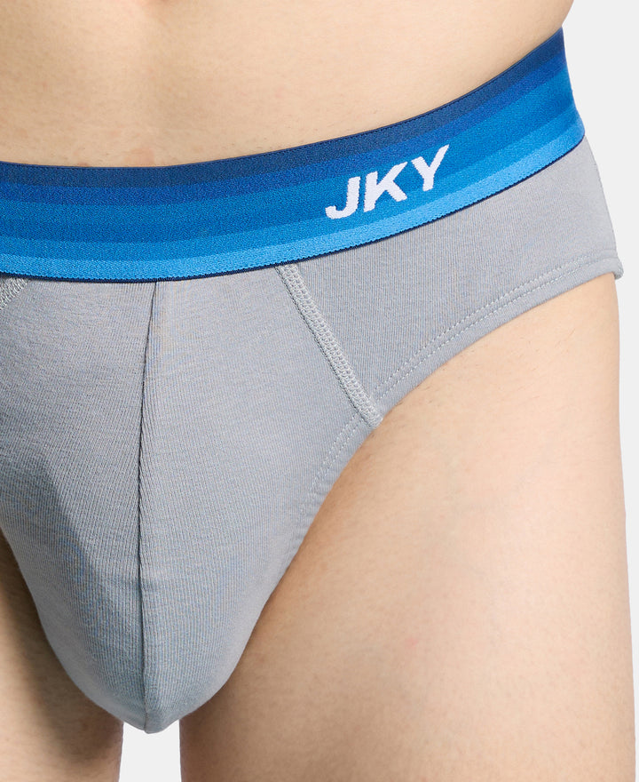 Super Combed Cotton Rib Solid Brief with Ultrasoft Waistband & StayFresh Treatment - Weathervane & Moon Beam (Pack of 2)