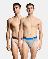 Super Combed Cotton Rib Solid Brief with Ultrasoft Waistband & StayFresh Treatment - Weathervane & Moon Beam (Pack of 2)